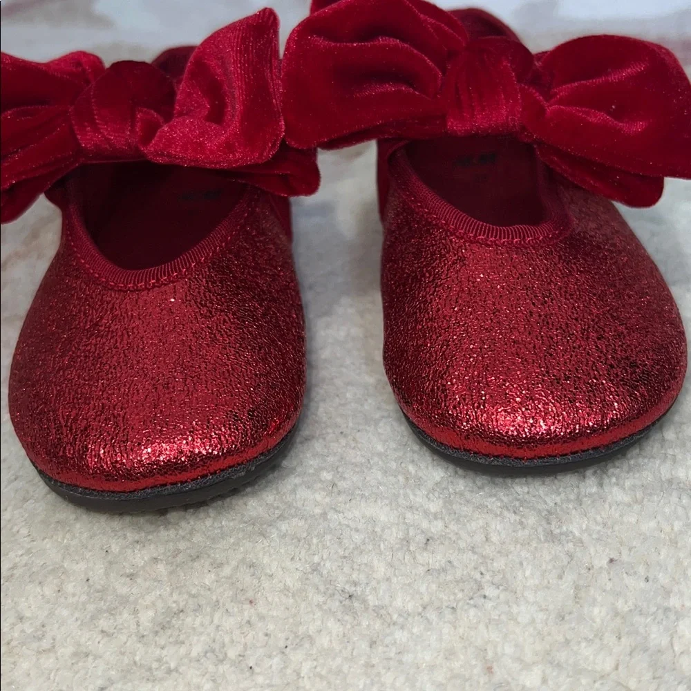 H&M Red Glitter Kids Dress Shoes with Velvet Bow